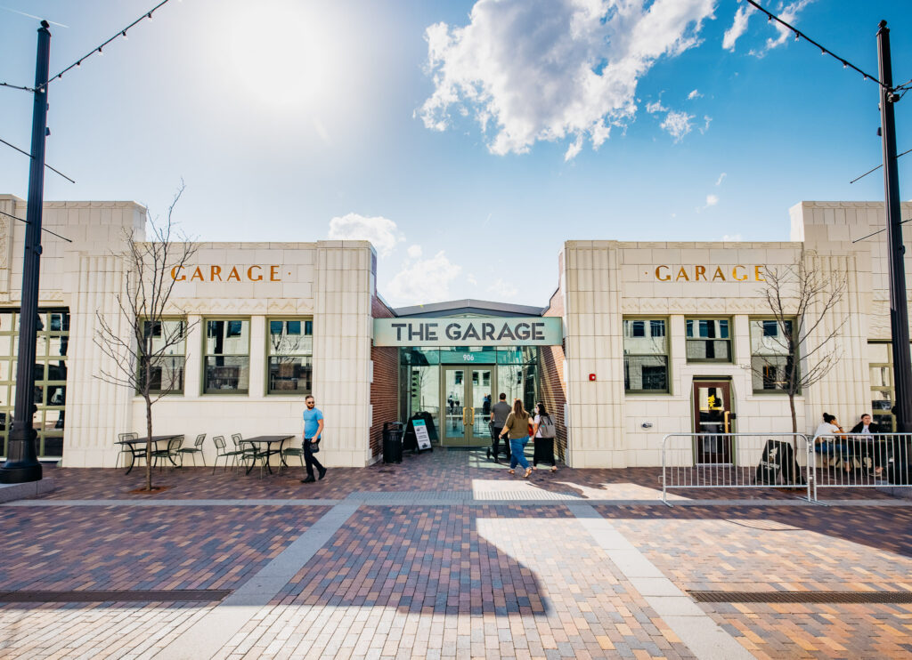 Exterior of The Garage food hall at Bottleworks District